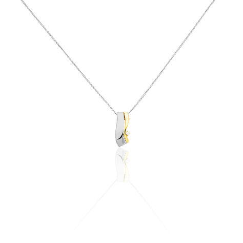 Damen Collier Gold Bicolor 375 Diamant 0,04ct Welle Fada 45cm - Halsketten Damen | OROVIVO