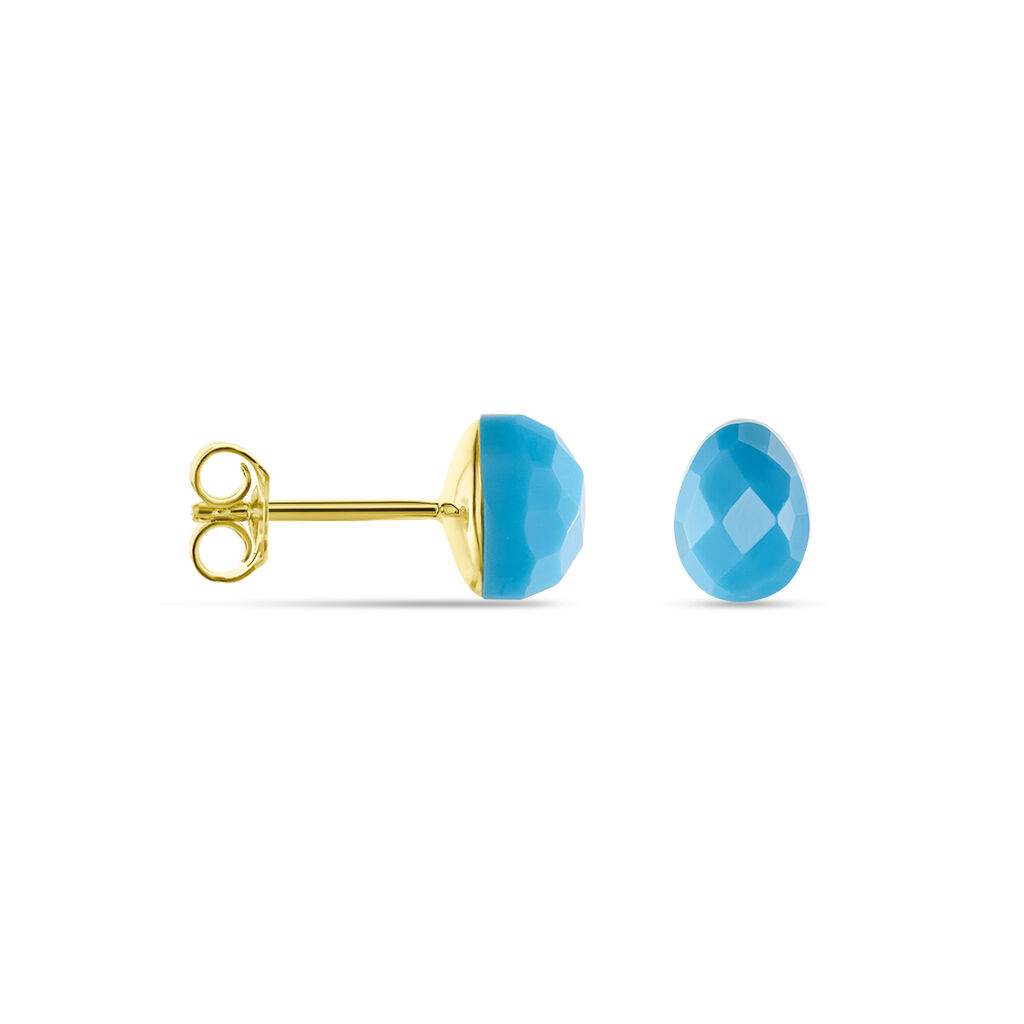 Damen Ohrstecker Silber vergoldet 925 Türkis Türkis 2ct Lora  - Ohrstecker Damen | OROVIVO