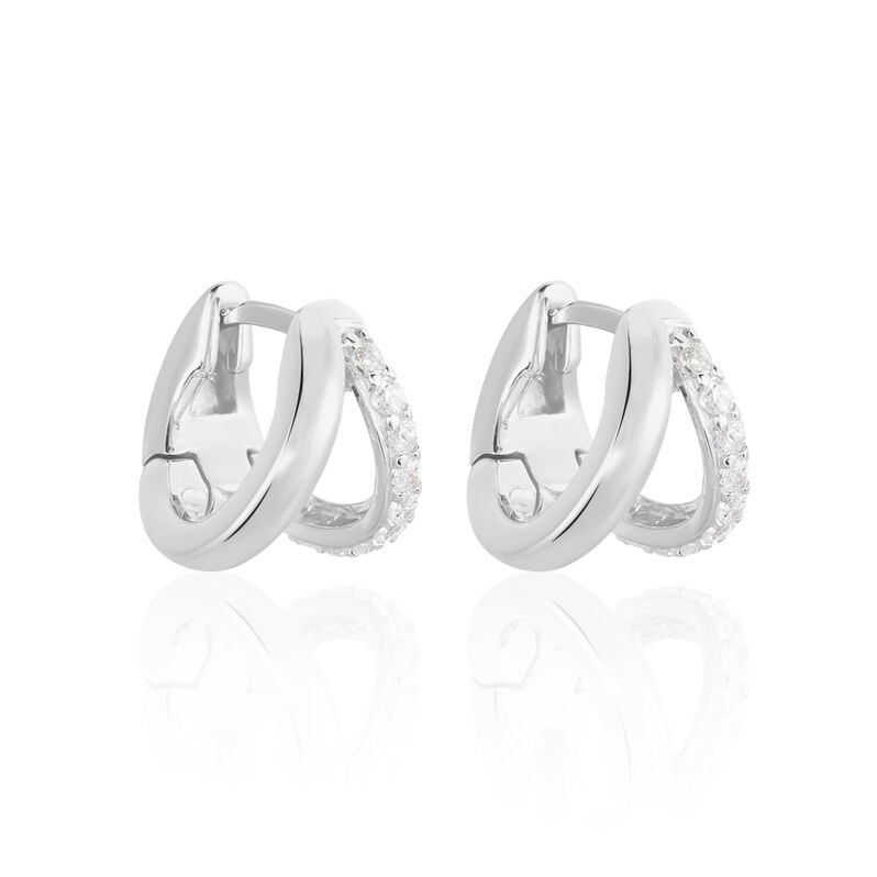 Damen Creolen Silber 925 Zirkonia Wei&szlig; 0,54 ct B 8,45 mm - Creolen Damen | OROVIVO