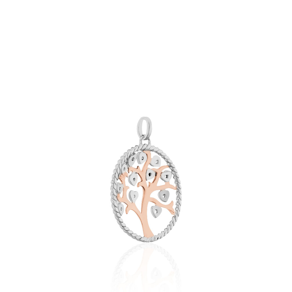SVALA LEBENSBAUM 2 Damen Anh&auml;nger Silber Bicolor Silber/Ros&eacute;gold 925 Zirkonia Wei&szlig; Baum