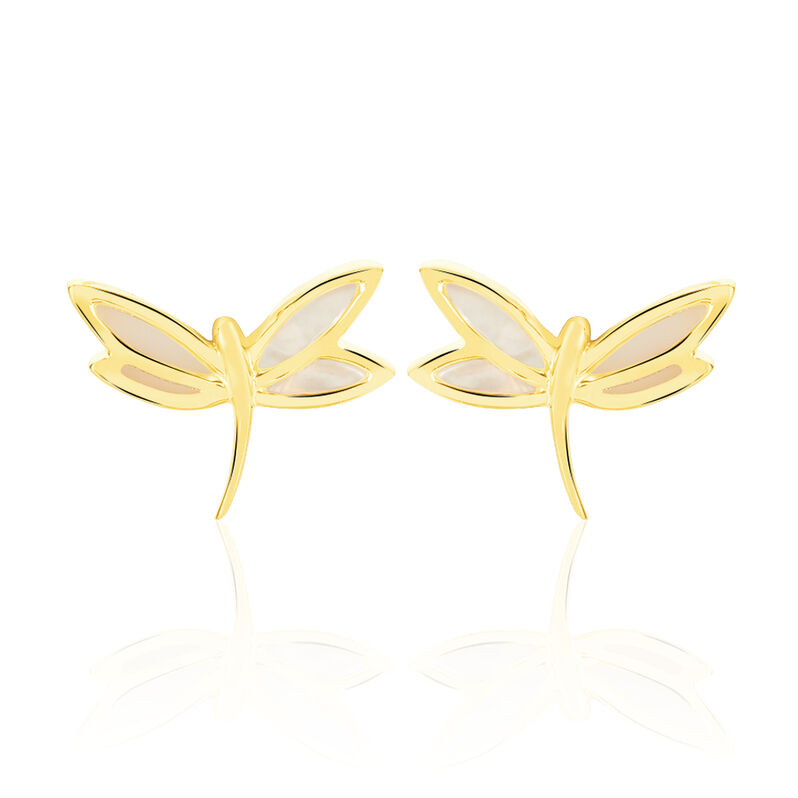 Damen Ohrstecker Gold 375 Perlmutt Perlmutt Libelle Libelle  - Ohrstecker Damen | OROVIVO