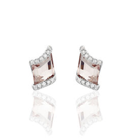 Damen Ohrstecker Silber 925 Rosé Glas  - Ohrstecker Damen | OROVIVO