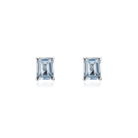 Damen Ohrstecker Weißgold 375 Rechteck Topas 1,1ct Liberta - Ohrstecker Damen | OROVIVO