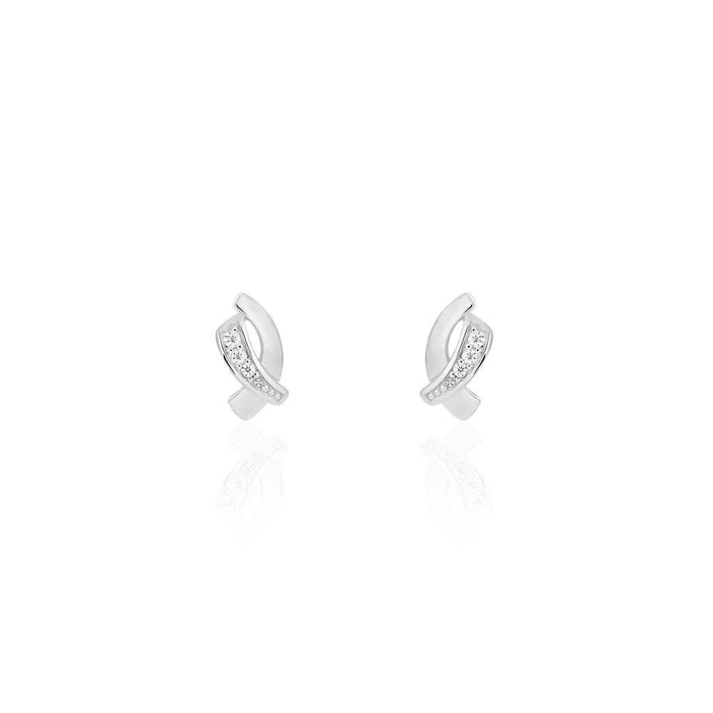 Thumbnail - Damen Ohrstecker Silber 925 Zirkonia Weiß, Ohrstecker mit Stein