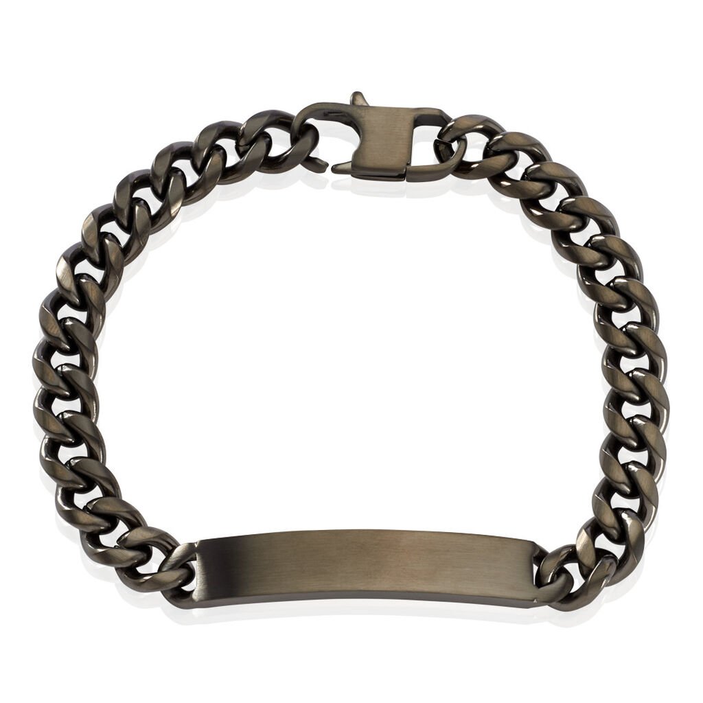 MATEO Herren ID Armband Edelstahl Grau B 8 mm, ID Armband ohne Stein