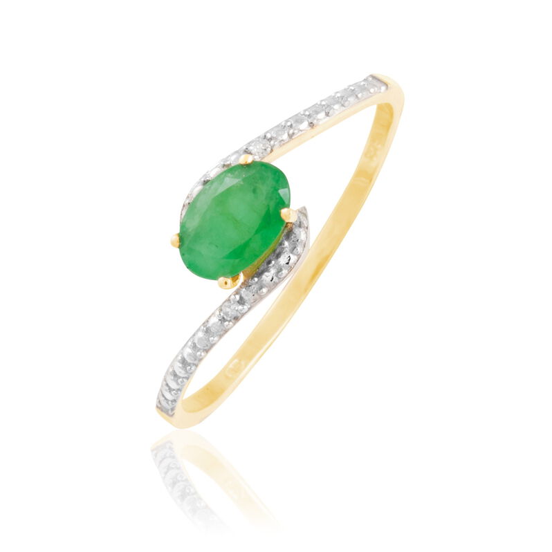 Bague Brindisi Or Jaune Emeraude Et Diamant - Spannringe Damen | OROVIVO
