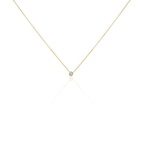 Delicate Damen Collier Gold 375 (9 Karat) Diamant Wei&szlig; 0,05 ct - Halsketten Damen | OROVIVO