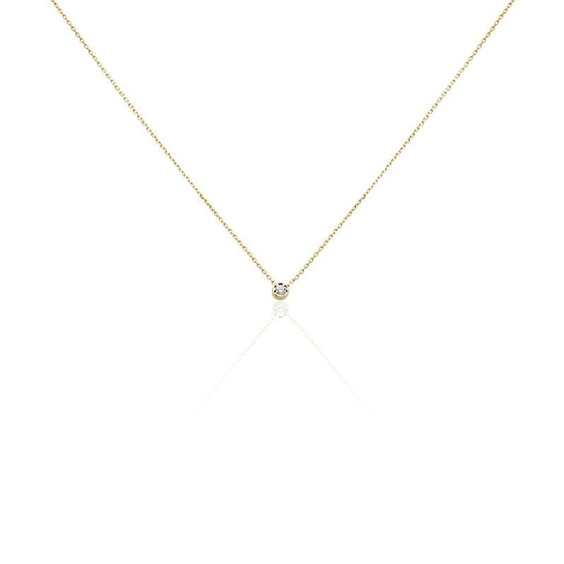 Delicate Damen Collier Gold 375 (9 Karat) Diamant Wei&szlig; 0,05 ct - Halsketten Damen | OROVIVO