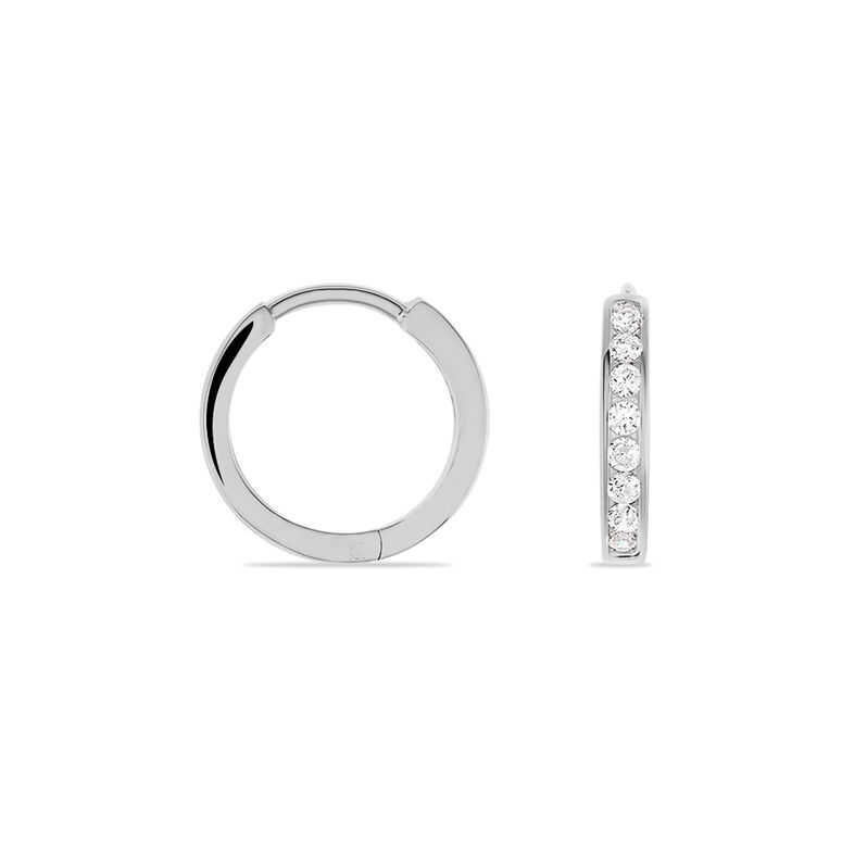 ARIANE 2 Damen Creolen Wei&szlig;gold 333 (8 Karat) Zirkonia Wei&szlig; - Creolen Damen | OROVIVO