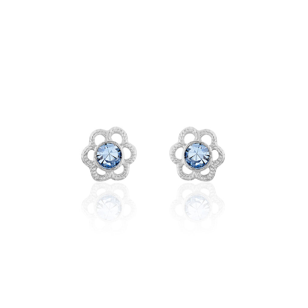 Kinder Ohrstecker Silber 925 Blauer Kristall Blume - Ohrstecker Kinder | OROVIVO