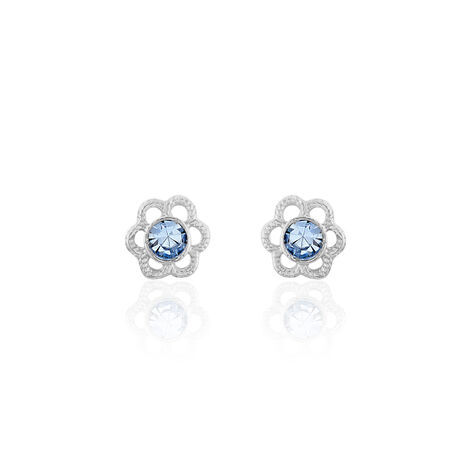 Kinder Ohrstecker Silber 925 Blauer Kristall Blume - Ohrstecker Kinder | OROVIVO