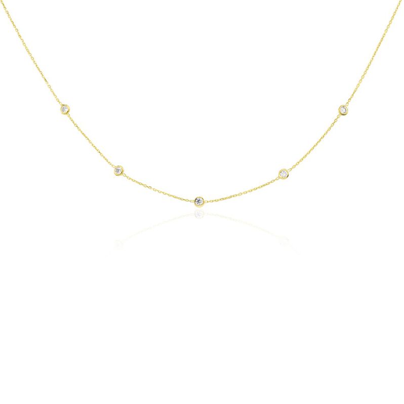 RENI Damen Collier Gold 375 (9 Karat) Zirkonia Wei&szlig; 0,620 ct - Halsketten Damen | OROVIVO