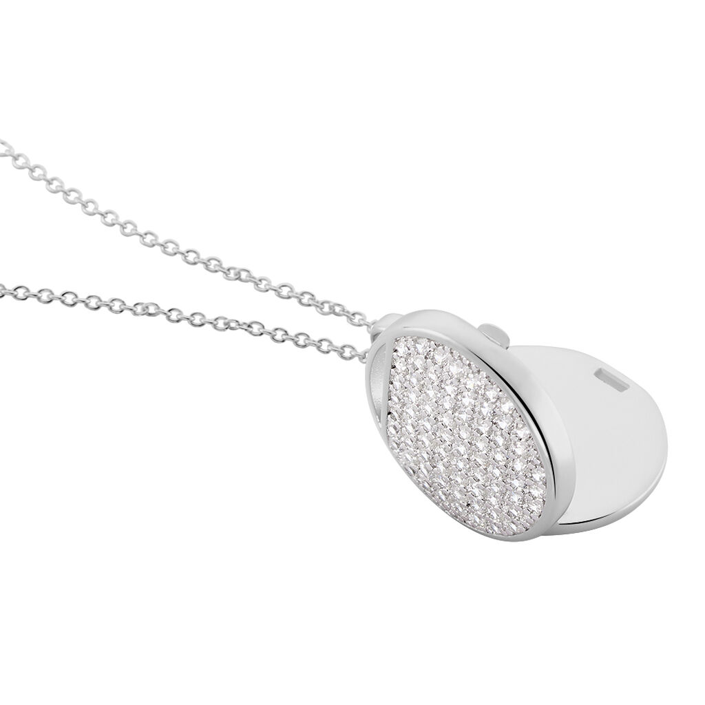 Damen Collier Silber 925 Zirkonia Kreis Rund 2 Ov - Halsketten Damen | OROVIVO