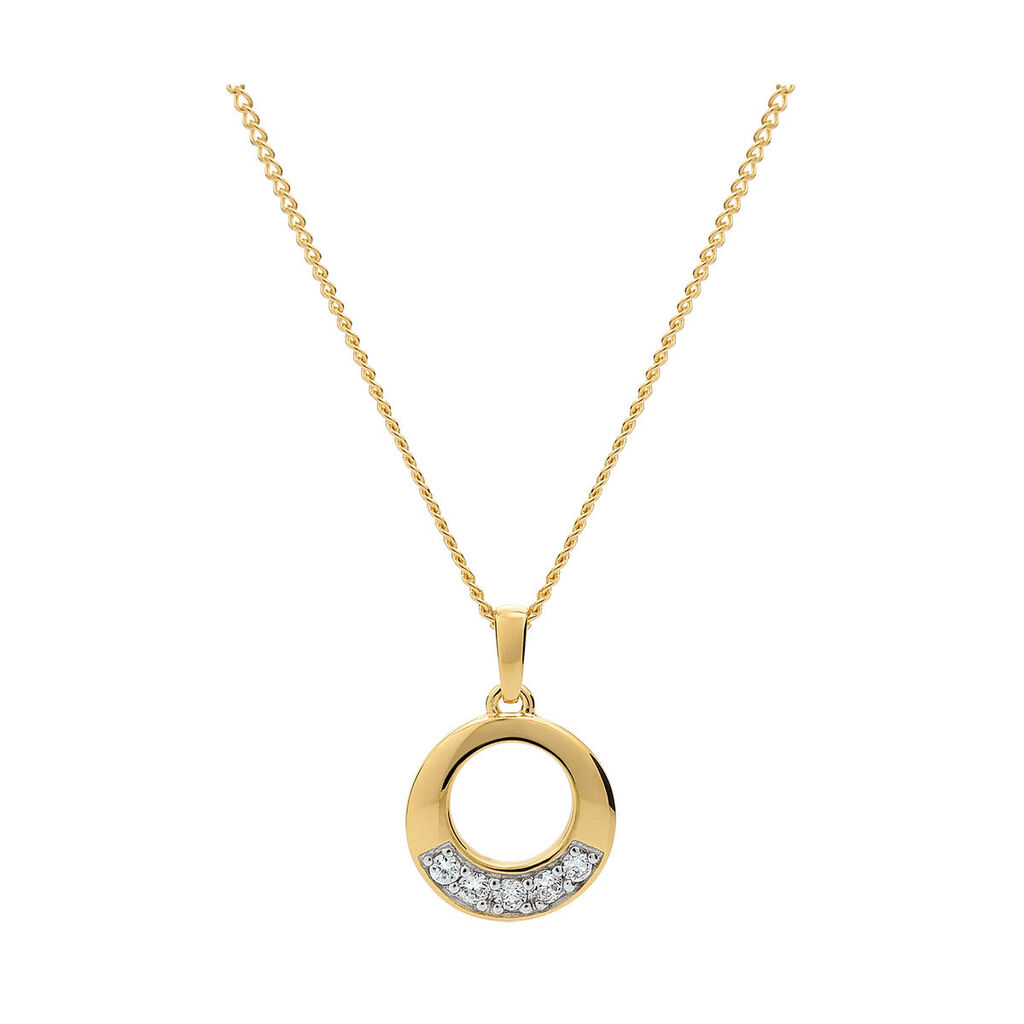 Damen Halskette Messing Gold 750 plattiert , Collier mit Stein