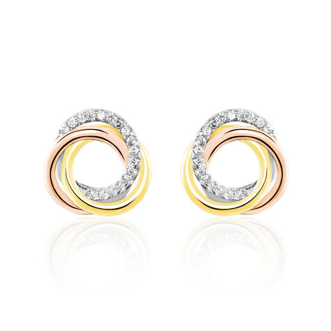 Damen Ohrstecker Silber 925 Tricolor Zirkonia - Ohrstecker Damen | OROVIVO