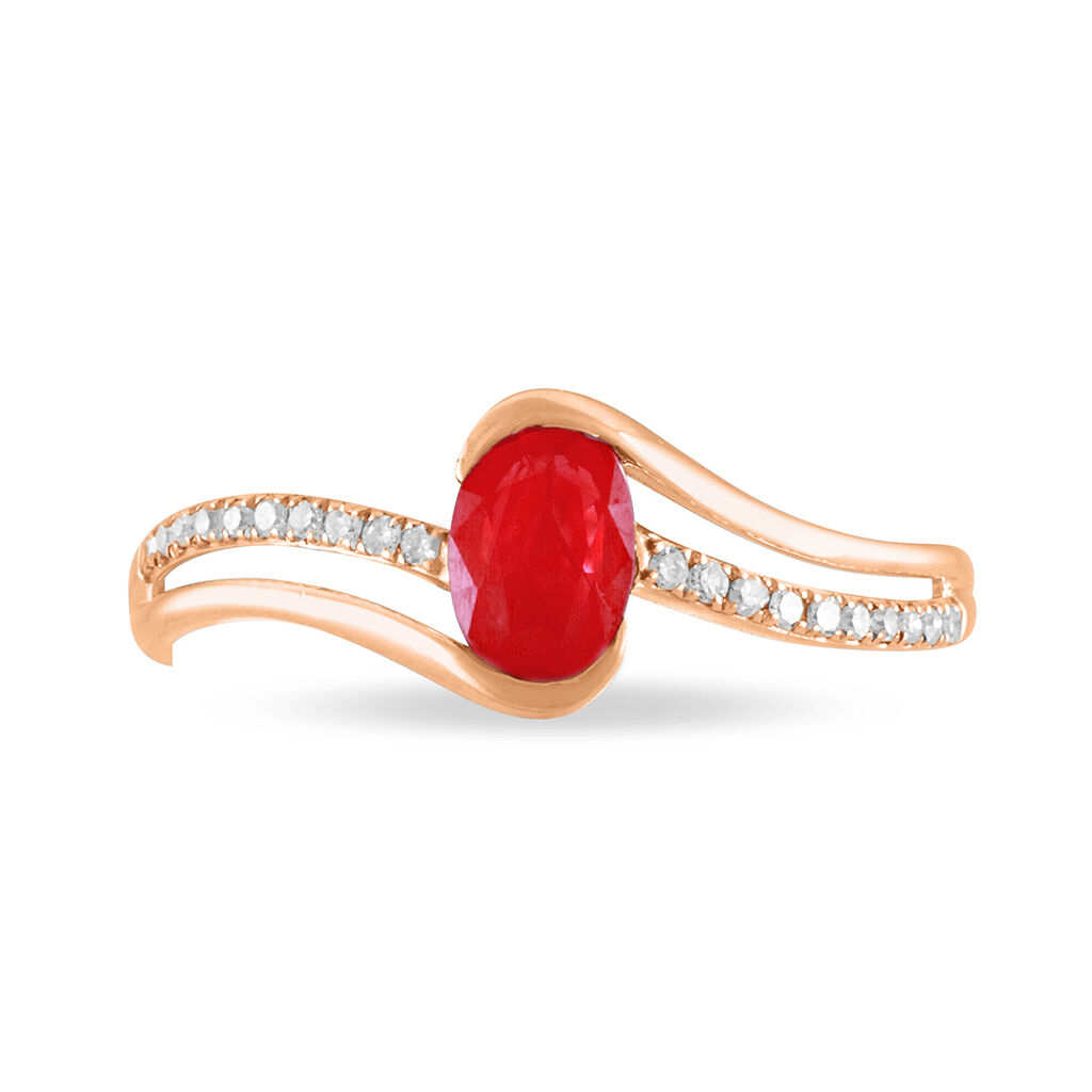 Bague Anja Or Rose Rubis Et Diamant - Spannringe Damen | OROVIVO