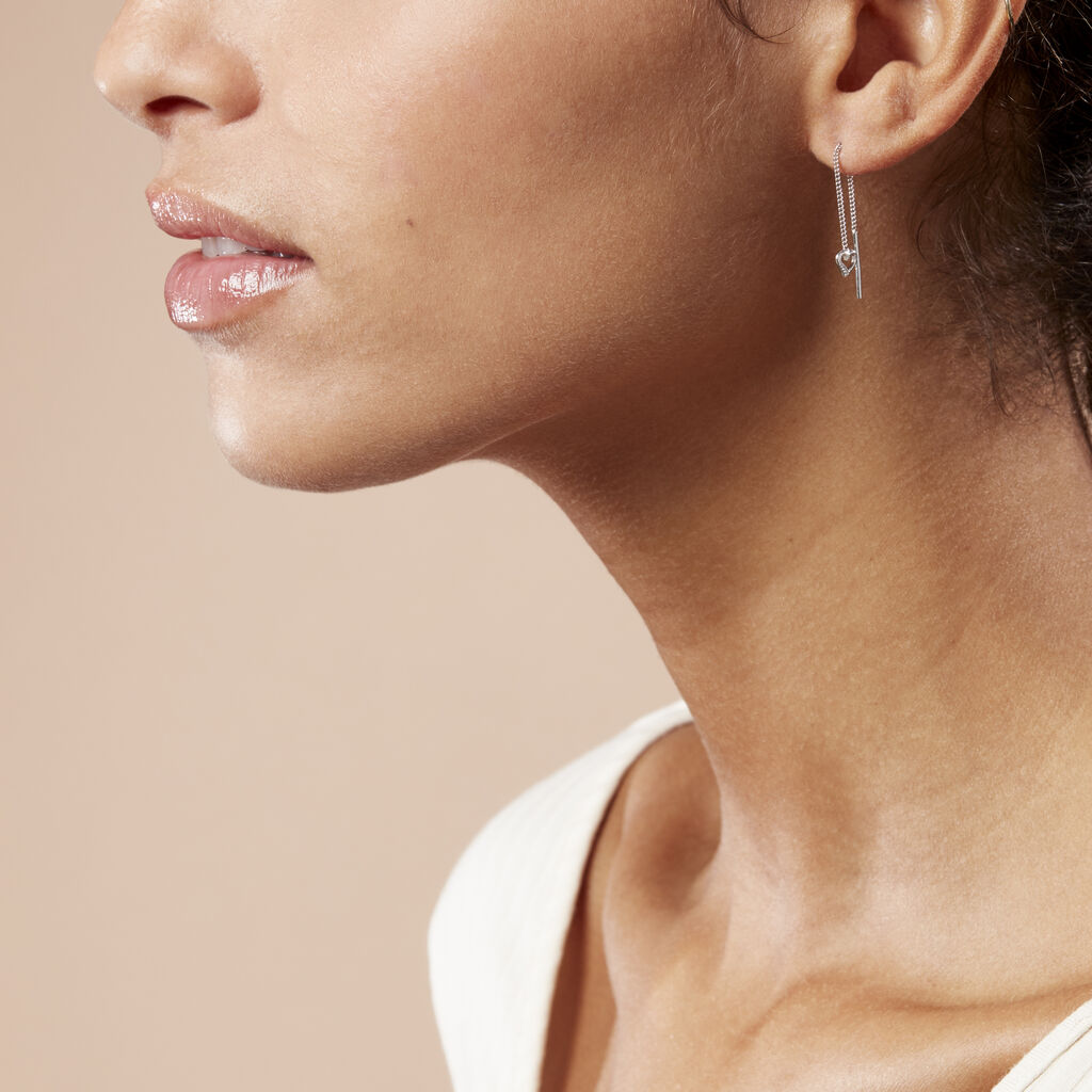 Damen Ohrstecker Lang Silber 925 Herz Vanja - Ohrringe Damen | OROVIVO