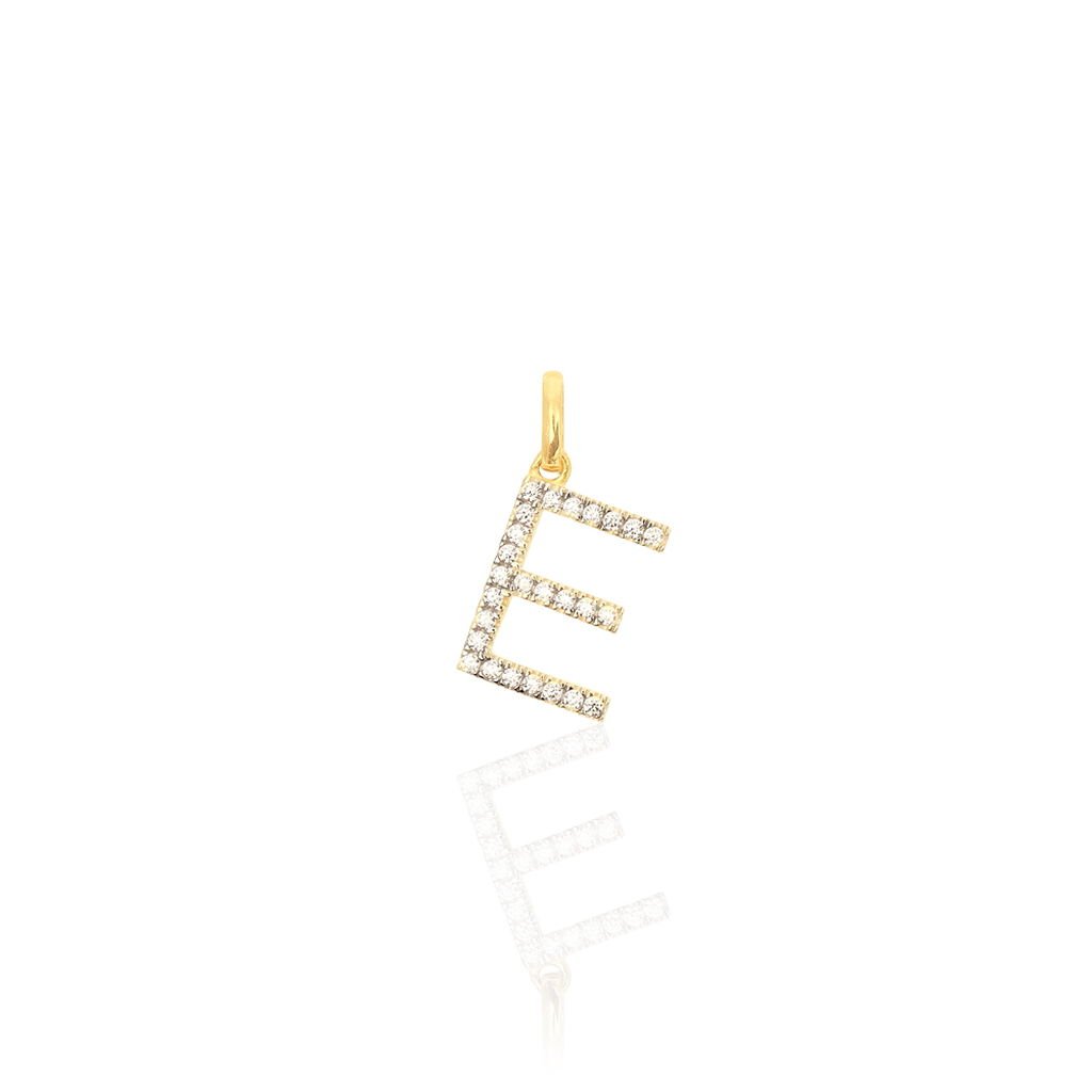 Anhänger Gold 375 Zirkonia Buchstabe E, Anhänger mit Stein
