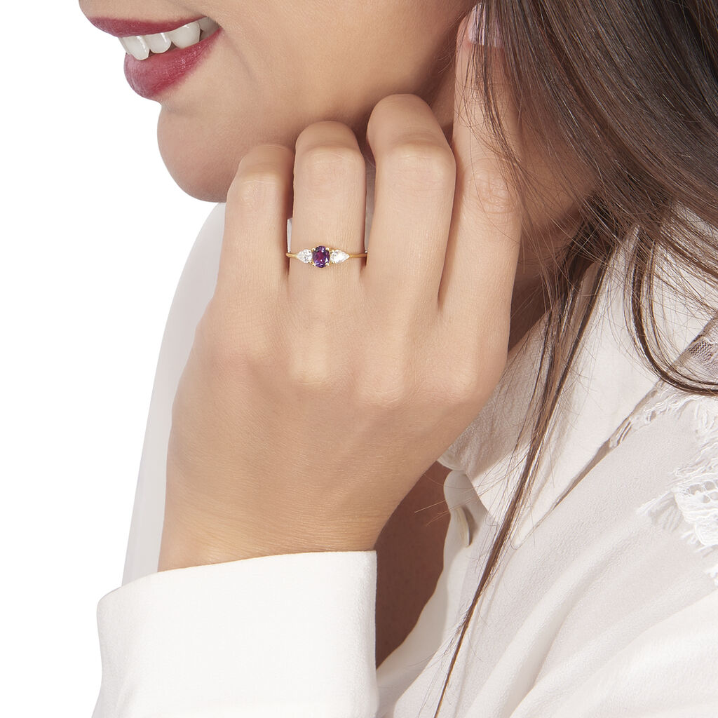 Bague Or Jaune Rekia Amethyste Et Oxydes - Spannringe Damen | OROVIVO