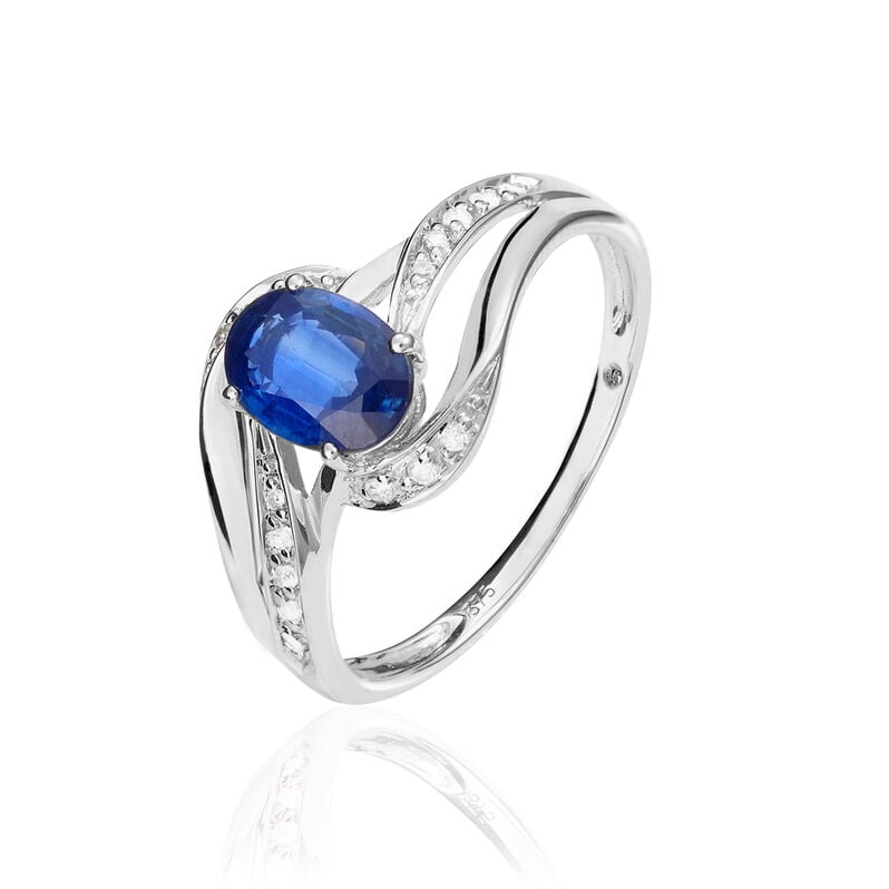 Bague Or Blanc Saphir Et Diamant - Spannringe Damen | OROVIVO