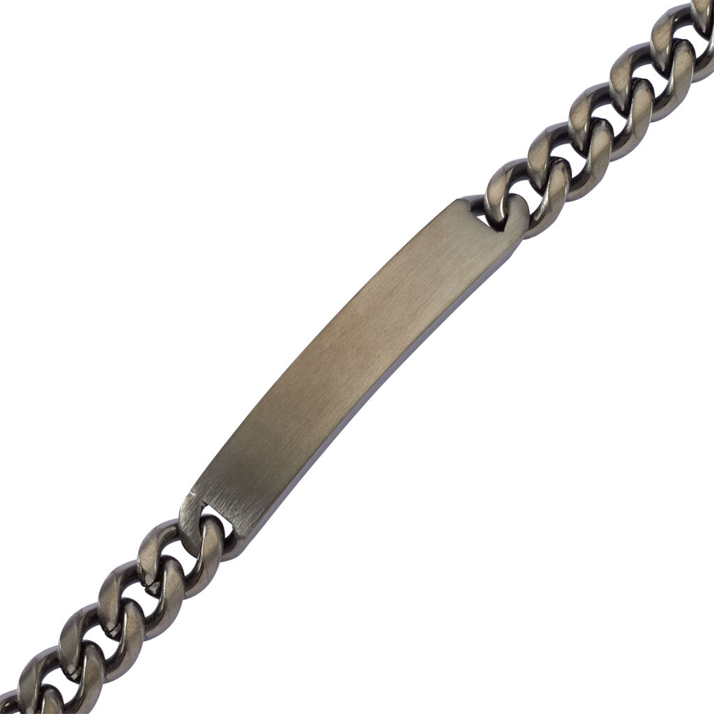 Herren ID Armband Edelstahl Grau Mateo 2,1cm 80mm - Panzerarmbänder Herren | OROVIVO