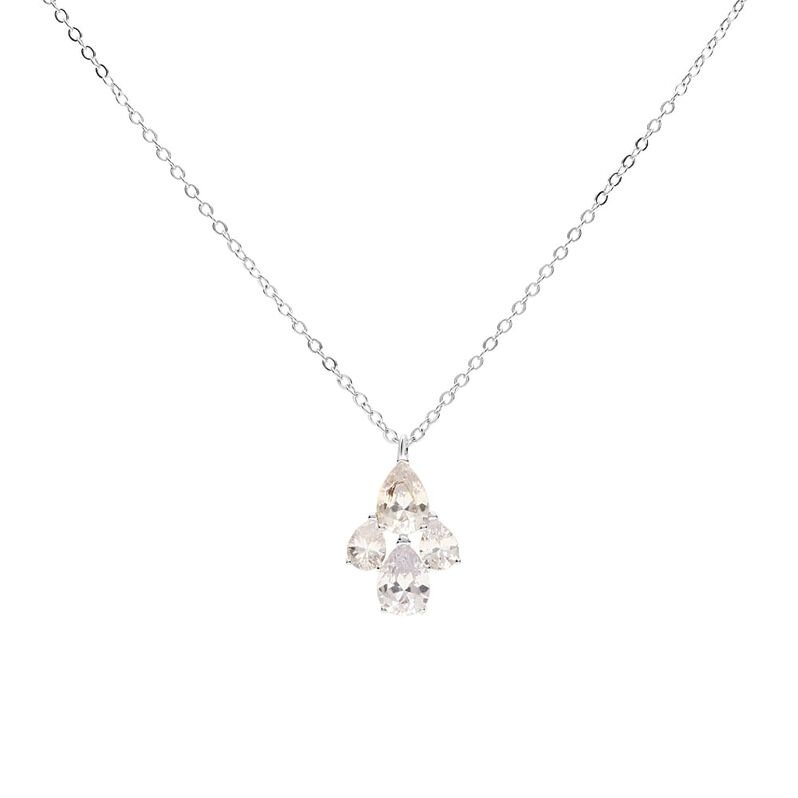 Collana in ottone rodiato e pendente 4 zirconi - Spannringe Damen | OROVIVO