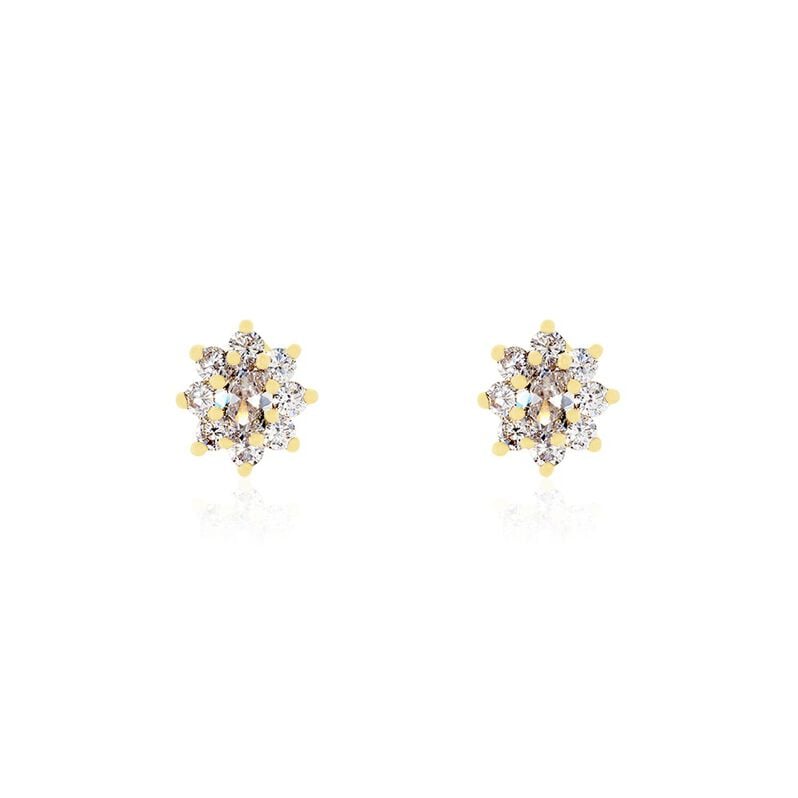 Boucles D'oreilles Puces Lisea Plaque Or Oxydes De Zirconium - Spannringe Damen | OROVIVO