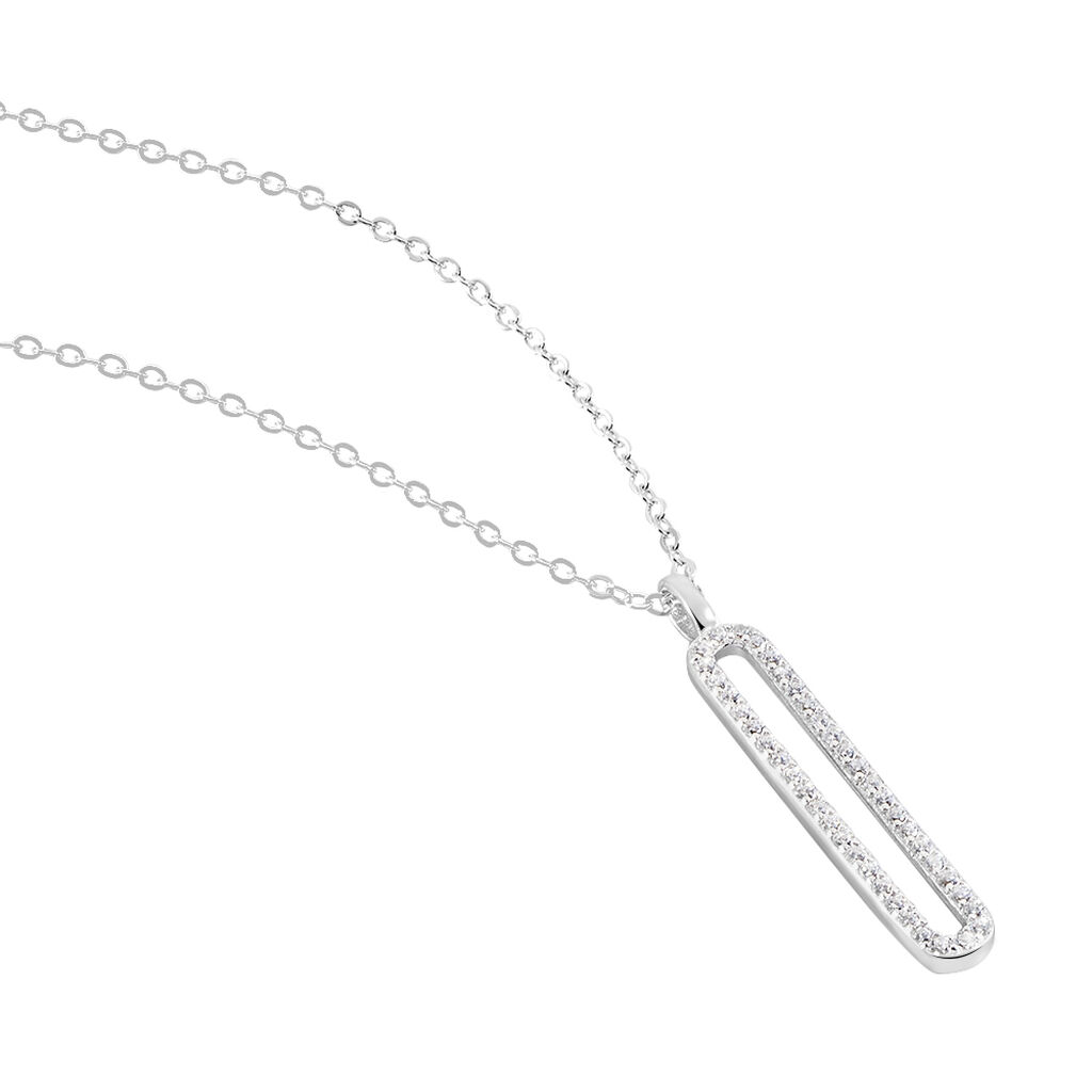 IVONA Damen Collier Silber 925 Zirkonia Wei&szlig; 0,15 ct Rechteckig