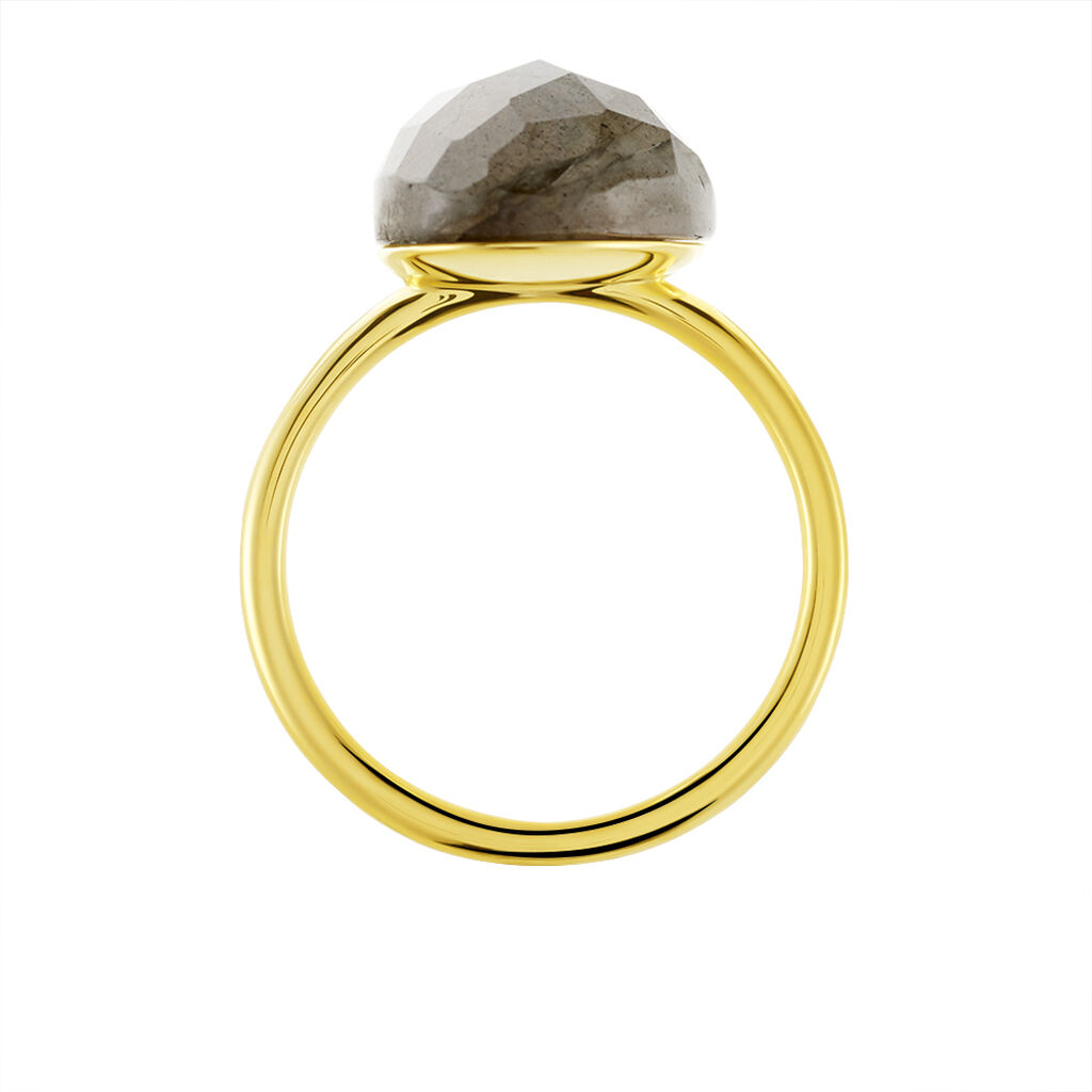 LORA Damen Ring Silber vergoldet 925 Labradorit Grau 6,75 ct