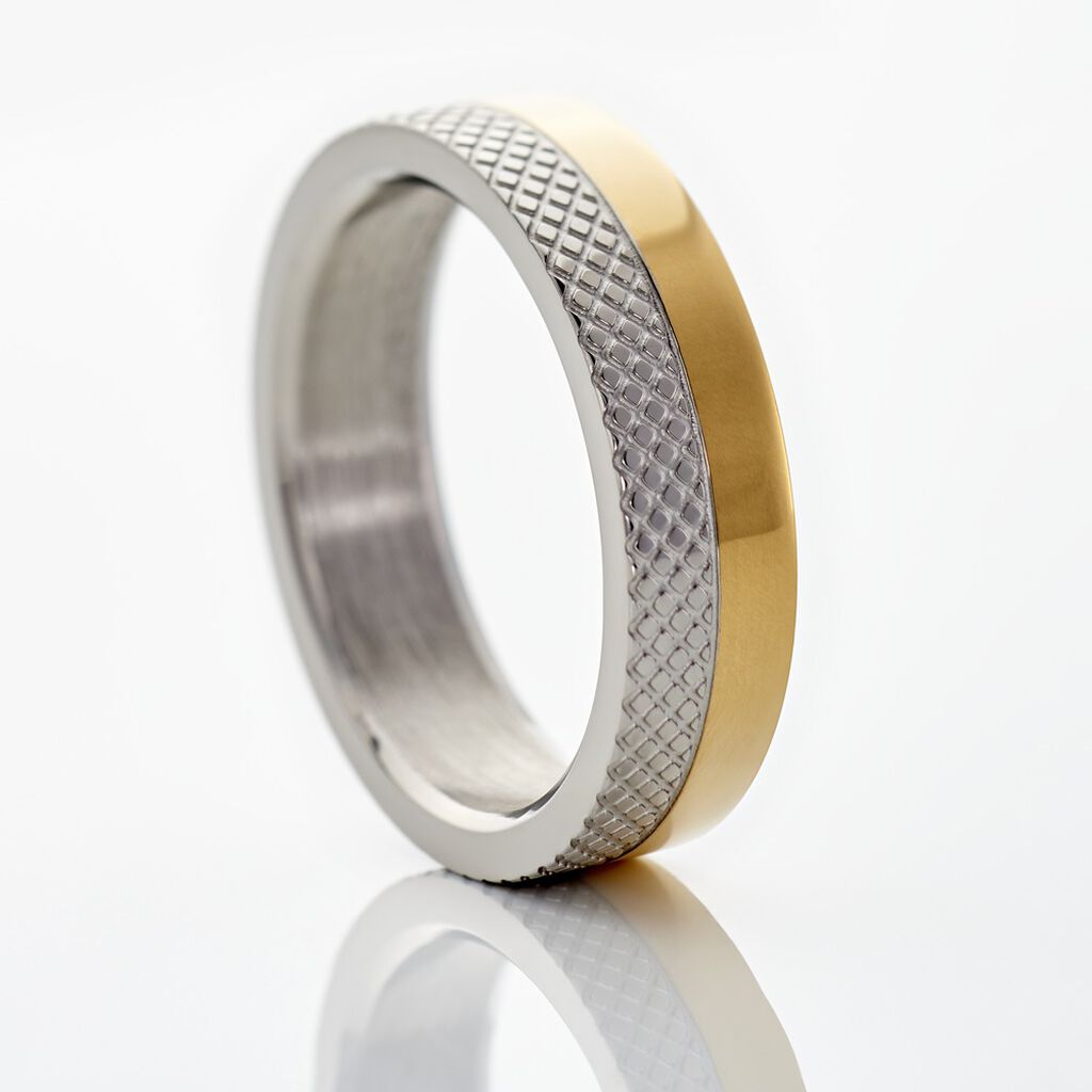 Herren Ring Edelstahl Bicolor Gelb/Silber   5,00mm  - Ringe Herren | OROVIVO