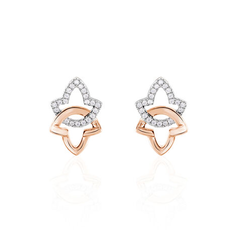 Damen Ohrstecker Gold 375 Bicolor Zirkonia - Ohrstecker Damen | OROVIVO