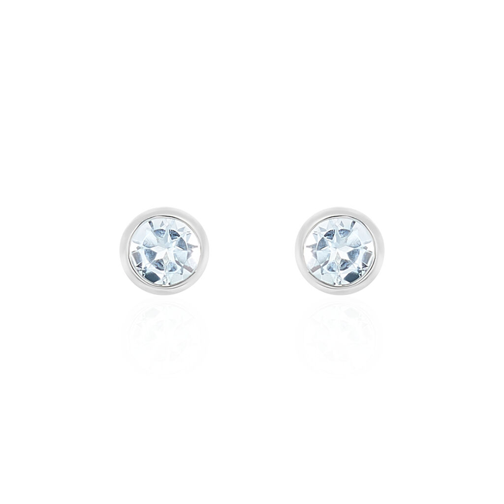 Damen Ohrstecker Weißgold 375 Blauer Topas 4mm - Ohrstecker Damen | OROVIVO