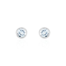 Damen Ohrstecker Weißgold 375 Blauer Topas 4mm - Ohrstecker Damen | OROVIVO