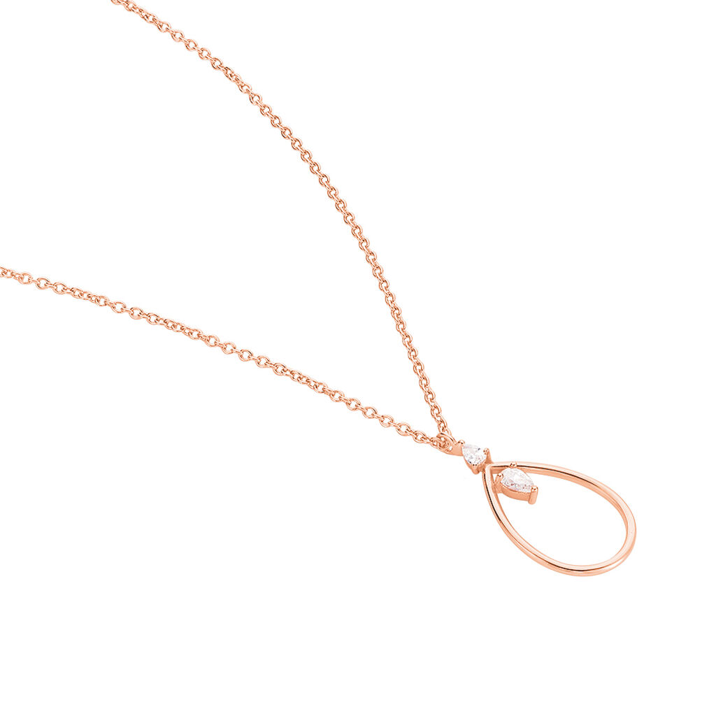 MARIE 2 Damen Collier Silber rosevergoldet 925 Zirkonia Wei&szlig; 0,060 ct Tropfen