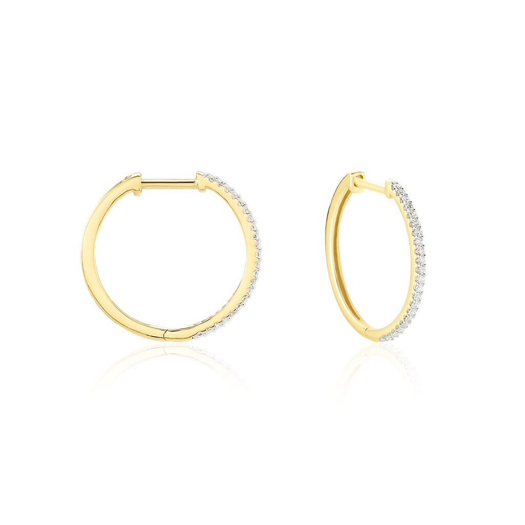 ARYANNA Damen Creolen Gold 375 (9 Karat) Diamant Wei&szlig; 0,12 ct