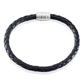 Herren Lederarmband Edelstahl Schwarz - Lederarmbänder Herren | OROVIVO