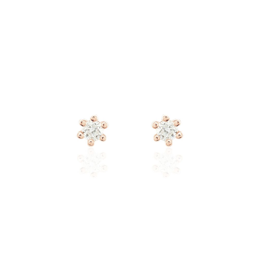 MERLE Damen Ohrstecker Rosegold 375 (9 Karat) Diamant Weiß 0,07 ct, Ohrstecker mit Stein