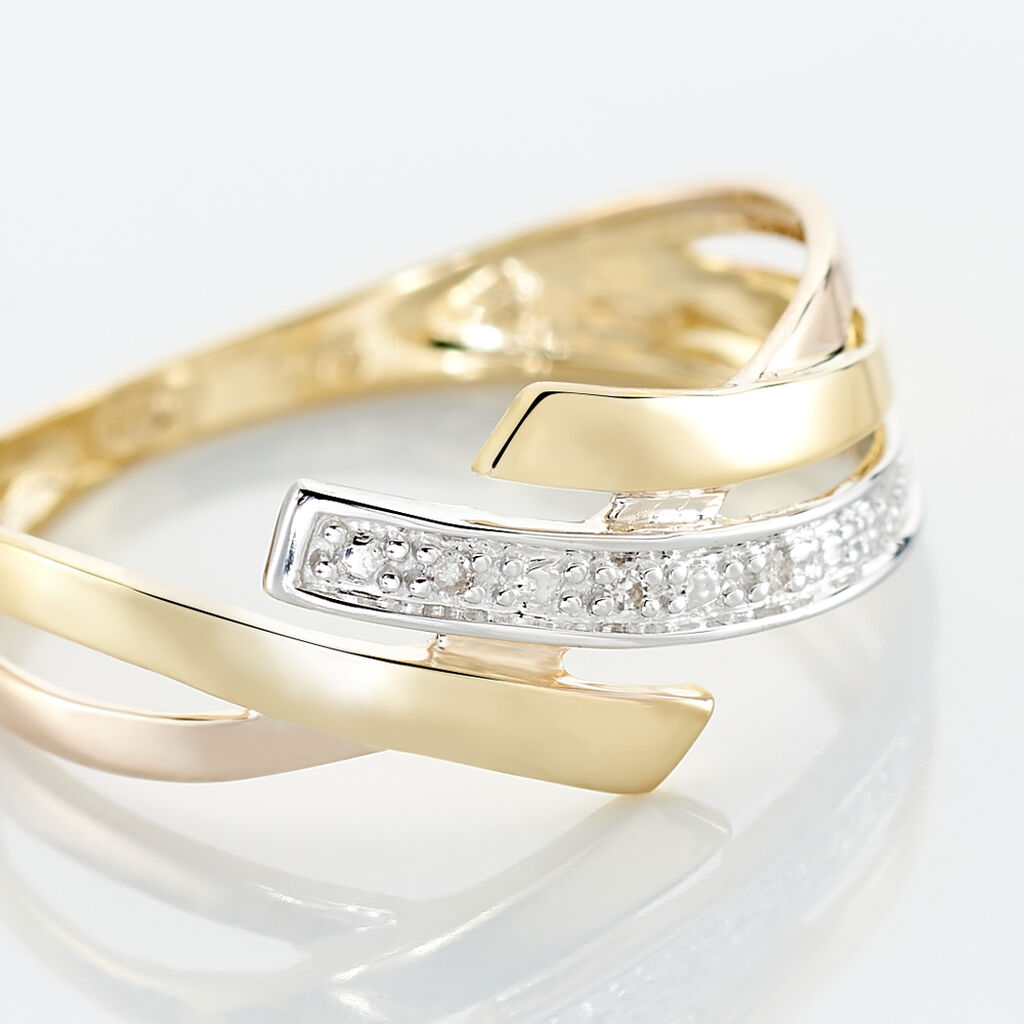 Damen Ring Gold Tricolor Gold/Roségold/Schwarz 375 Diamant 0,01ct Ainhoa 1  - Verlobungsringe Damen | OROVIVO