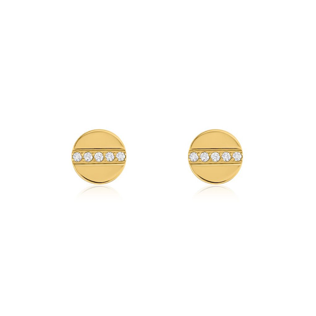 Damen Ohrstecker Titan vergoldet Zirkonia Kreis Crystal 6,00mm  - Ohrstecker Damen | OROVIVO