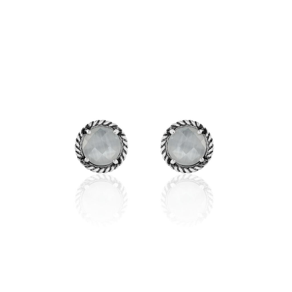 Damen Ohrstecker Silber 925 Weißes Kristall, Ohrstecker mit Stein
