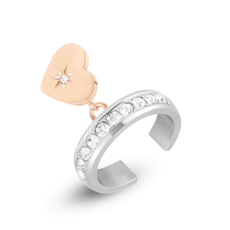 Anello Fantasia Sunrise Acciaio Bicolore Bianco / Rosa Cristallo - Spannringe Damen | OROVIVO