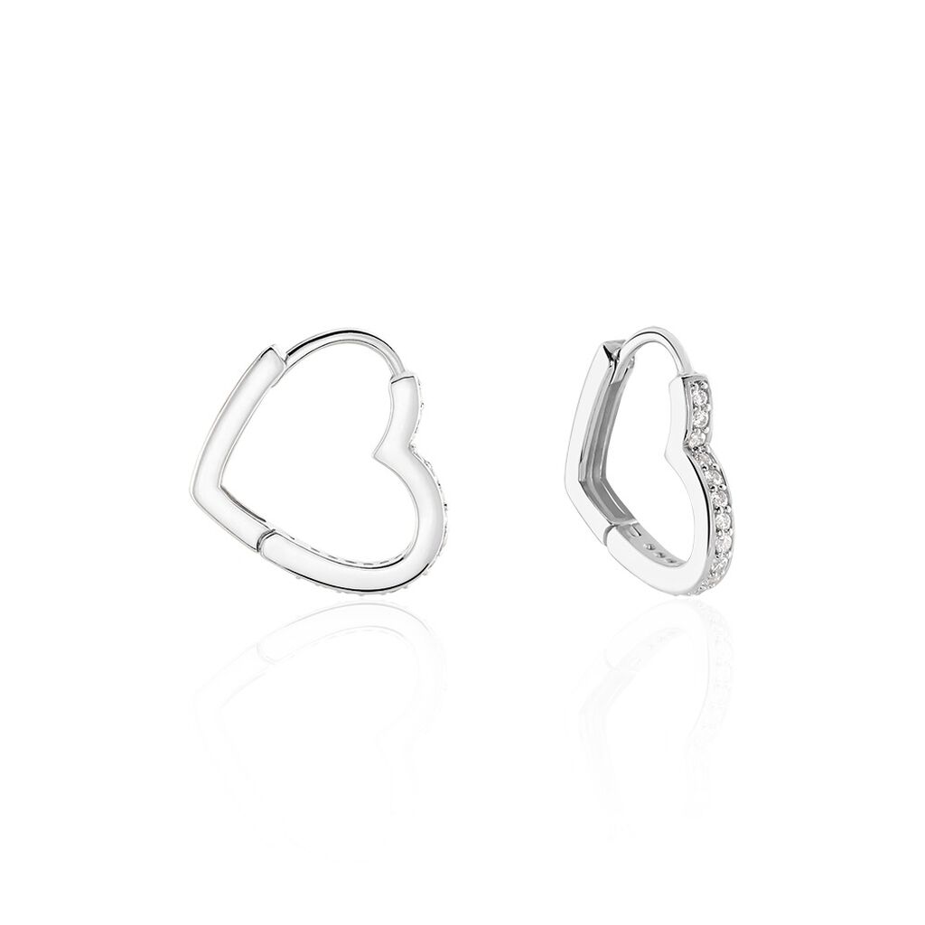 Damen Creolen Silber 925 Zirkonia Herz Rosalin  - Creolen Damen | OROVIVO