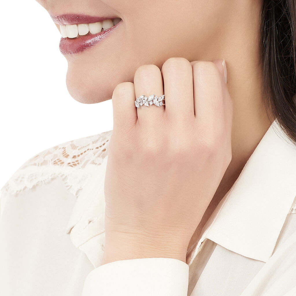 Bague Tamani Or Blanc Oxyde De Zirconium - Spannringe Damen | OROVIVO