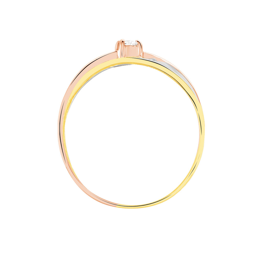 Bague Solitaire Gisla Or Tricolore Diamant - Spannringe Damen | OROVIVO