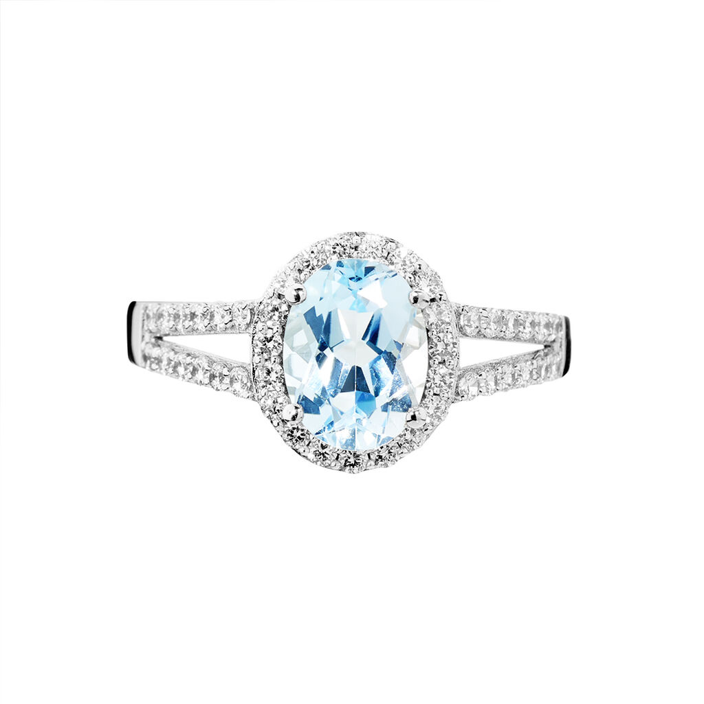 Bague Carme Or Blanc Topaze Et Oxyde De Zirconium - Spannringe Damen | OROVIVO