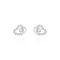 Damen Ohrstecker Silber 925 Zirkonia Herz