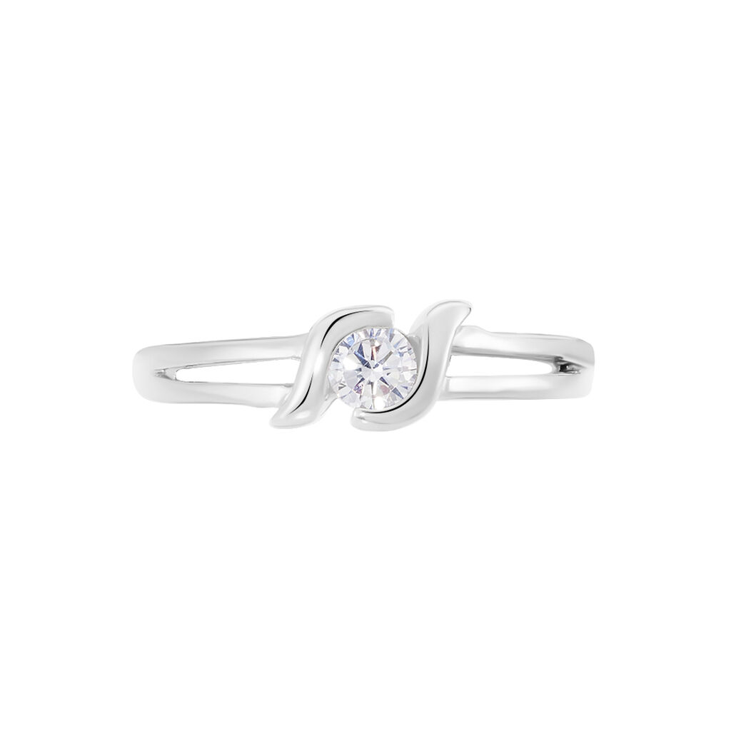 LYSE Damen Ring Silber 925 Zirkonia Wei&szlig; Welle