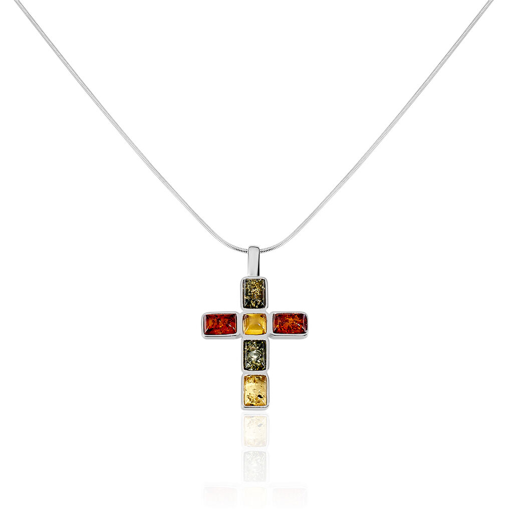 Collier Argent Croix Ambres - Spannringe Damen | OROVIVO