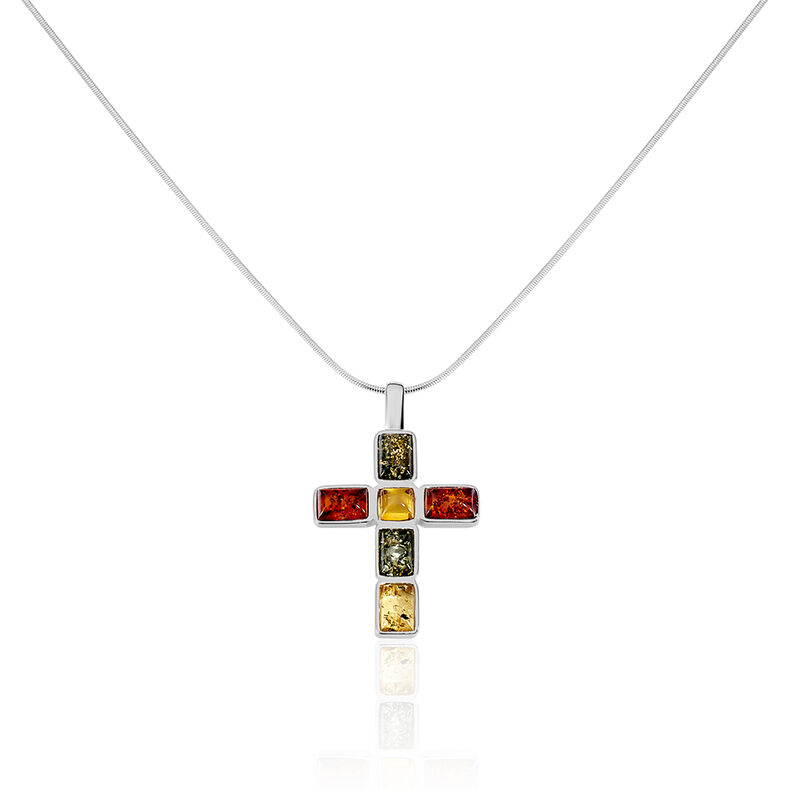 Collier Argent Croix Ambres - Spannringe Damen | OROVIVO