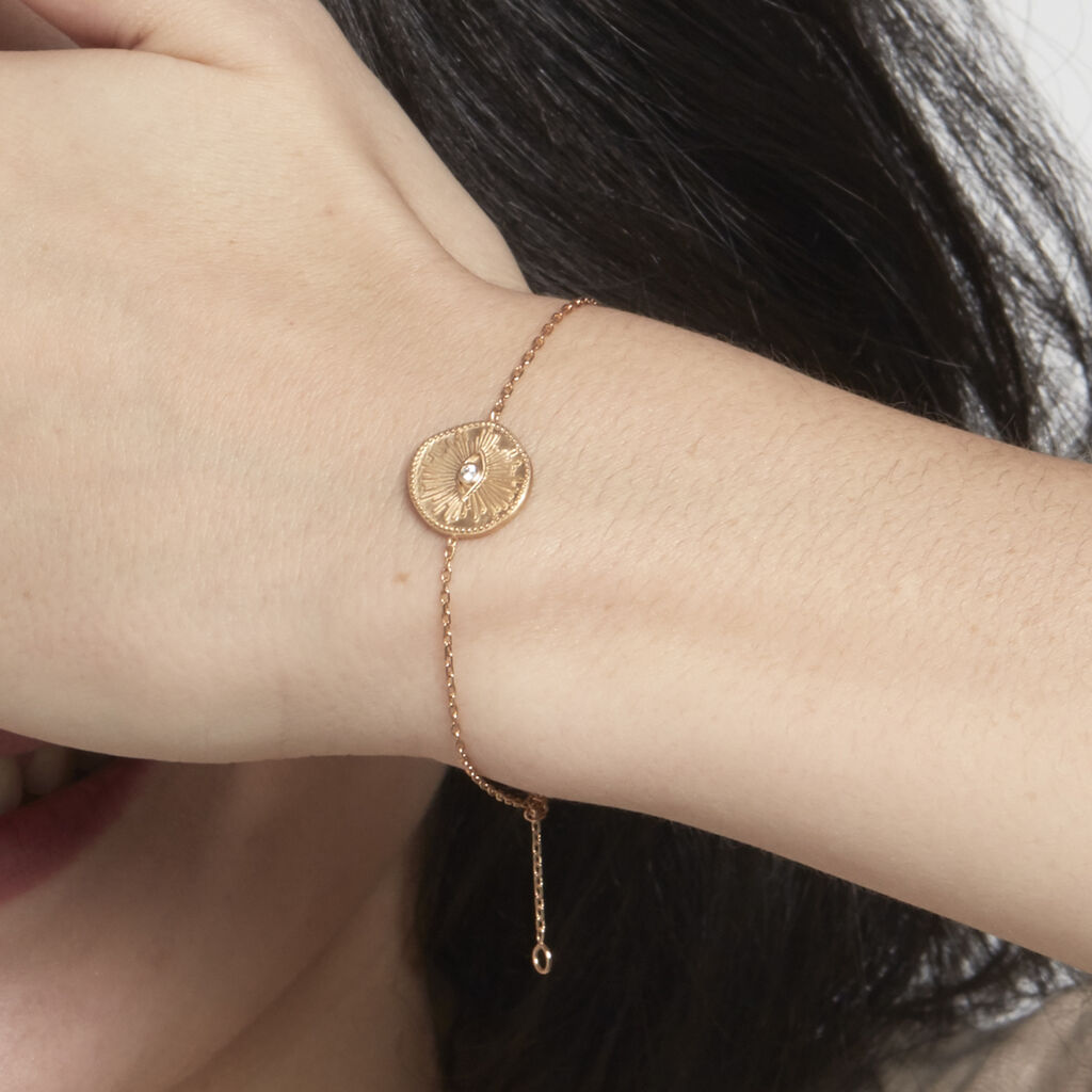Bracelet Plaque Or Gabia Ronde œil Oxyde - Spannringe Damen | OROVIVO